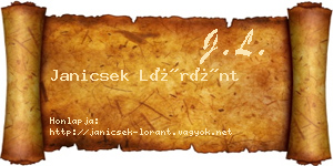 Janicsek Lóránt névjegykártya