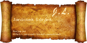 Janicsek Lóránt névjegykártya
